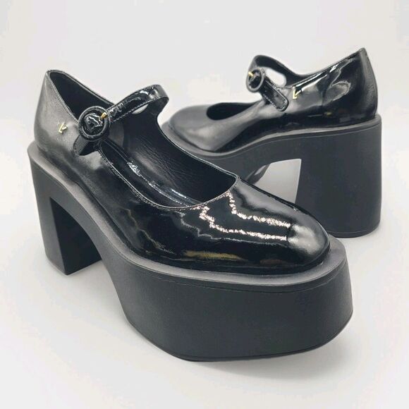 Larroude  Olivia Platform heel Pump  Mary Jane Black Patent Leather  sz 9 new - Picture 1 of 8